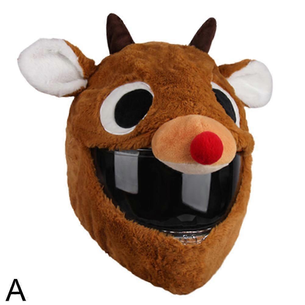 Helmet Protection Headgear Cover Funny Cartoon Fluffy Plush Set for Motorcycle