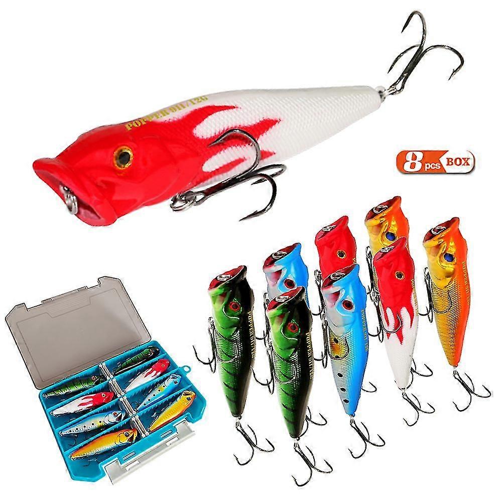 8pcs Top Water Popper Köder 3d Augen Künstliche Angelköder