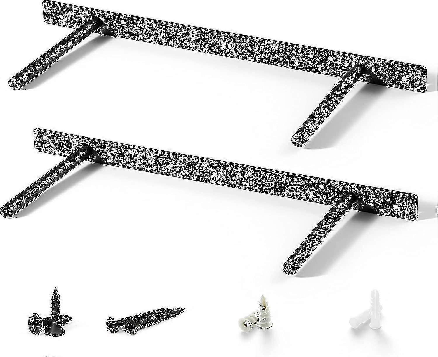 - Heavy Duty Floating Shelf Bracket (2 Pcs)  Solid Steel Blind Shelf Supports - Hidden Brackets For Floating Wood Shelves - Screws And Wall Plugs Incl