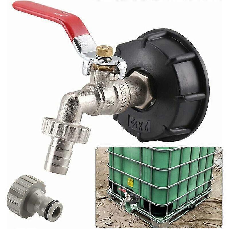 IBC Drain Tank Adapter for Brass Garden Tap with Hose Connection, 1000 Liter Tank Connection 12.7mm
