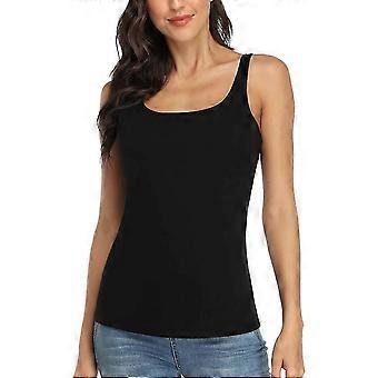 Charmleaks Dame Tanktop med hylde BH Justerbar Bredere Strop Camisole Basic Cami Tanks S sort