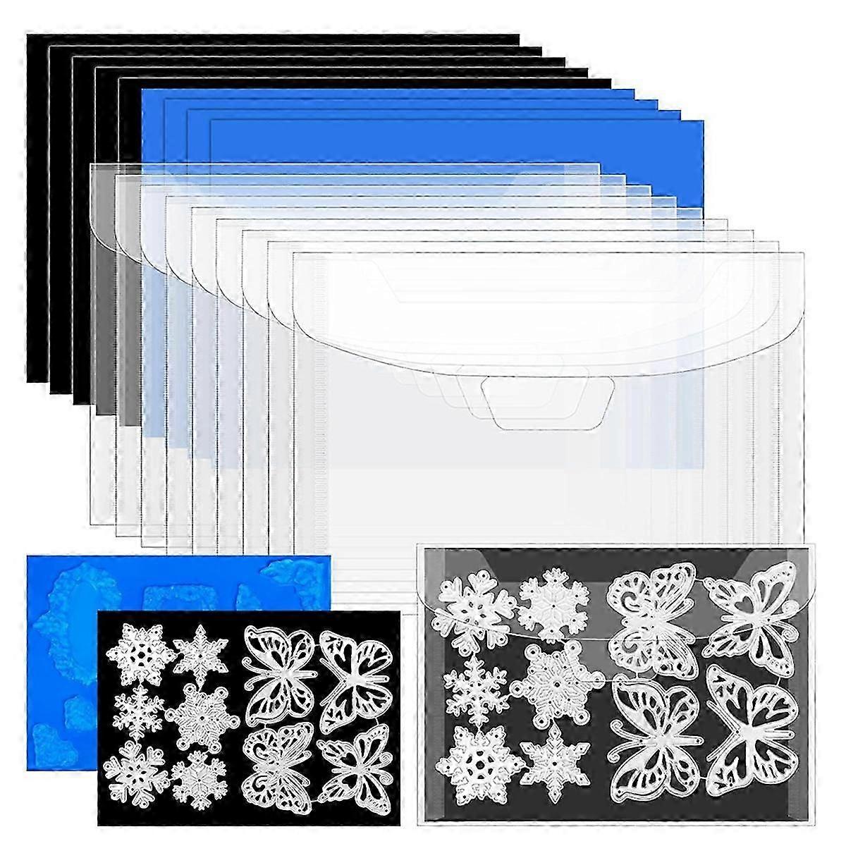 48 Pcs Double-Sided Stamp and Die Storage Pockets with Rubber Magnetic Sheets,Receipt Holder for Card Making