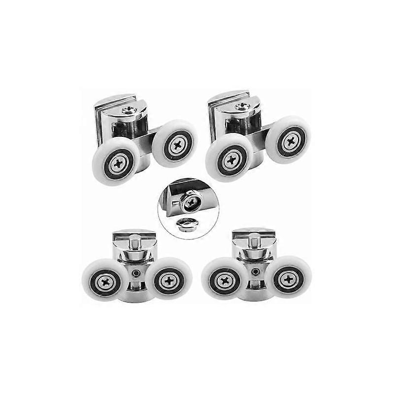 Shower Door Rollers, Electroplated Surface Zinc Alloy Pulleys For Easy Installation, 4Pcs Replacement Parts With Smooth Rolling Mechanism For