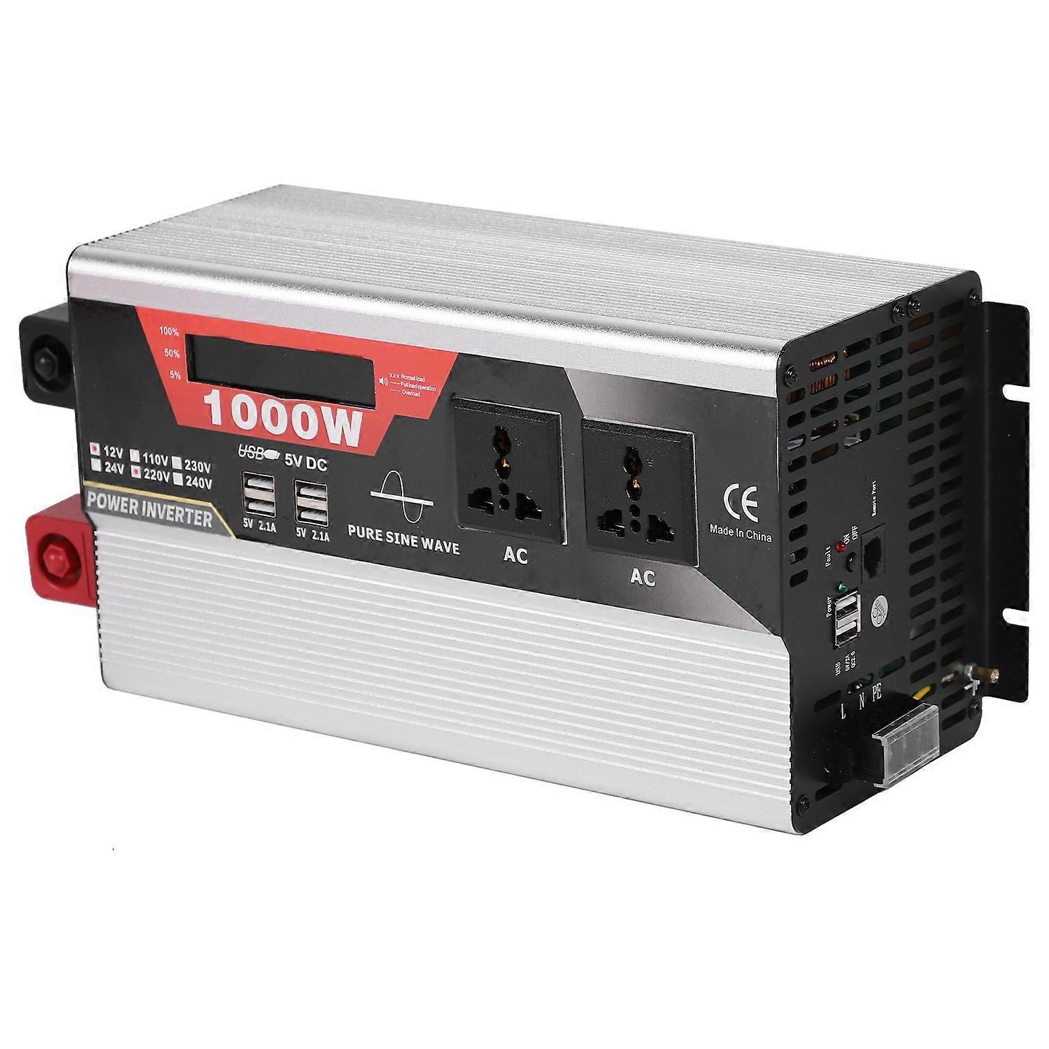 Car Sine Wave Power Inverter 1000W LED DC 12V to AC 220V‑240V 6x2.1A USB with Remote Control Dual Co