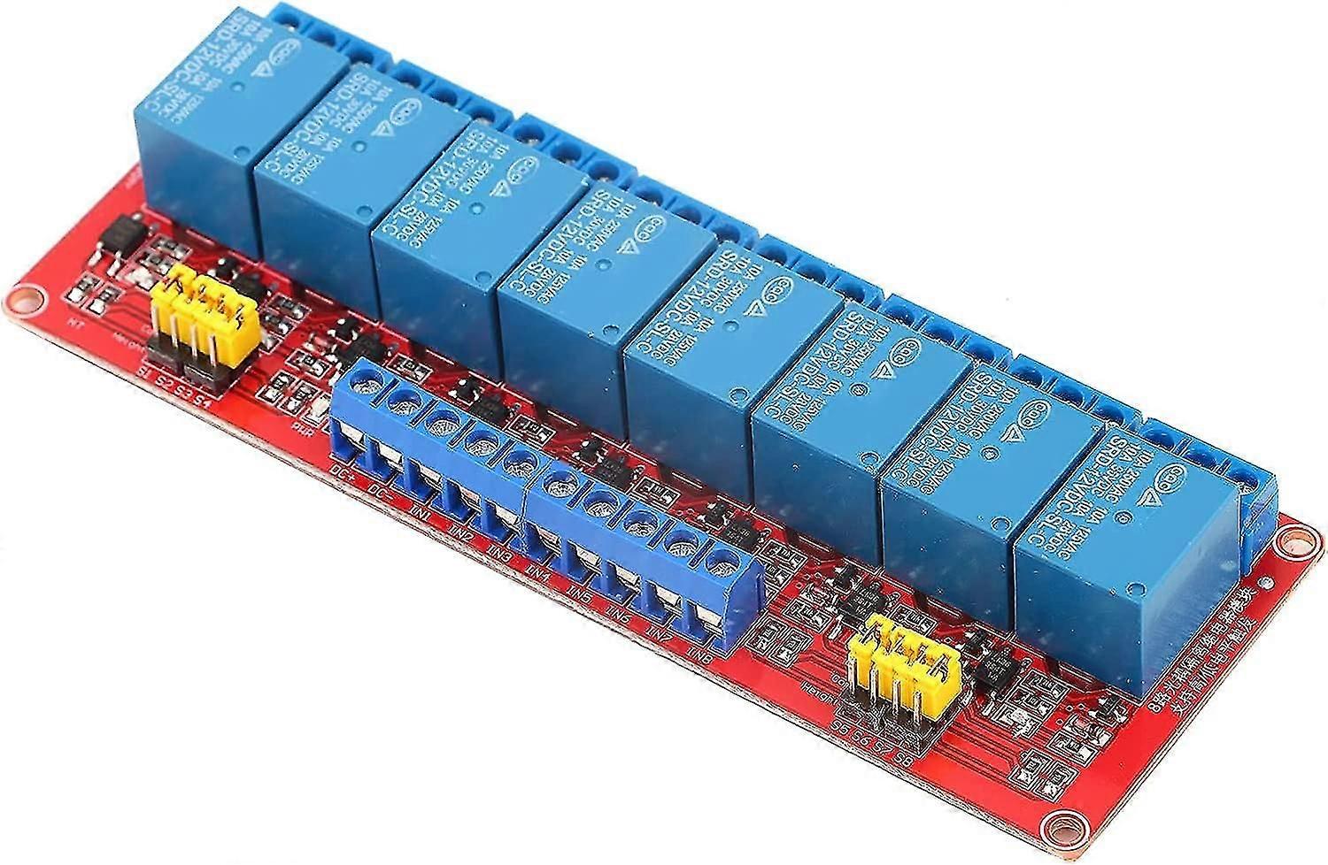 8 Channel Relay Module, Dc 12v Delay Relay Module Board Switch With Opto Isolation High Low Level Trigger(12v)