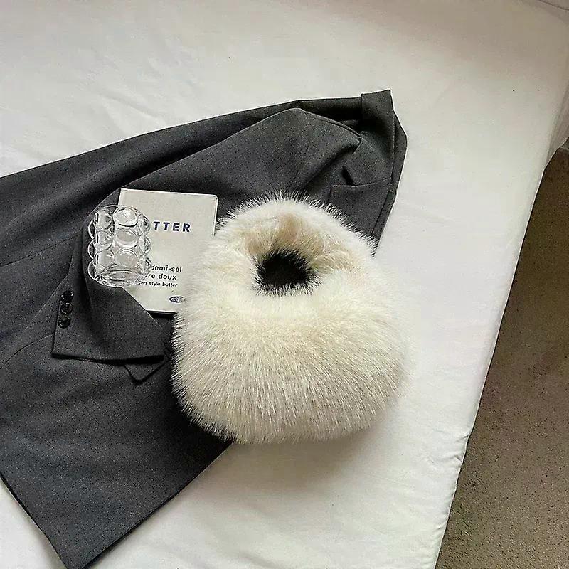 חמוד קטן דמוי פרווה תיקי כתף לנשים Y2K חורף קוריאני אופנה חדש תיקים וארנקים טרנד חם תיק