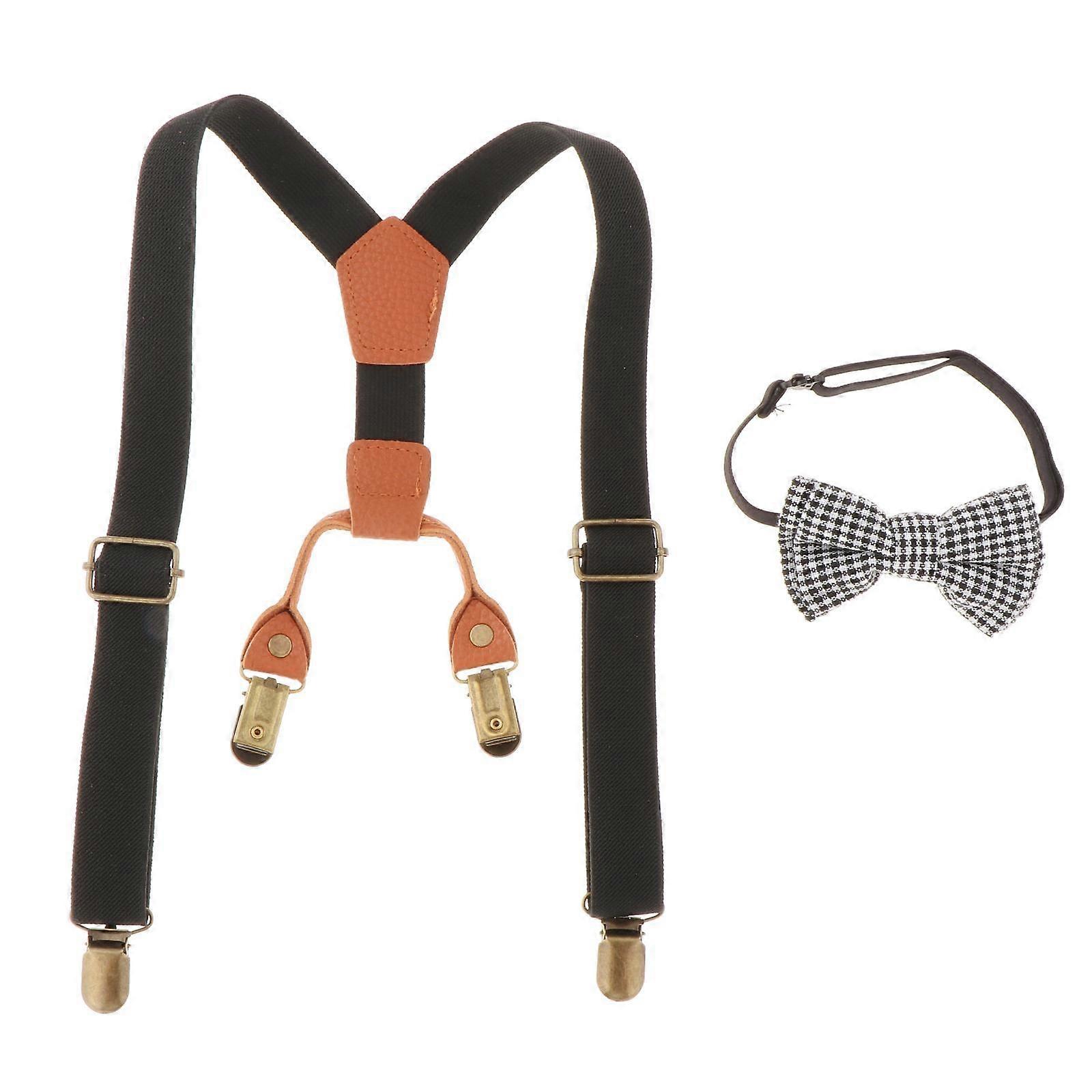 Toddler Kids Adjustable Suspenders and Matching Bow for Boys