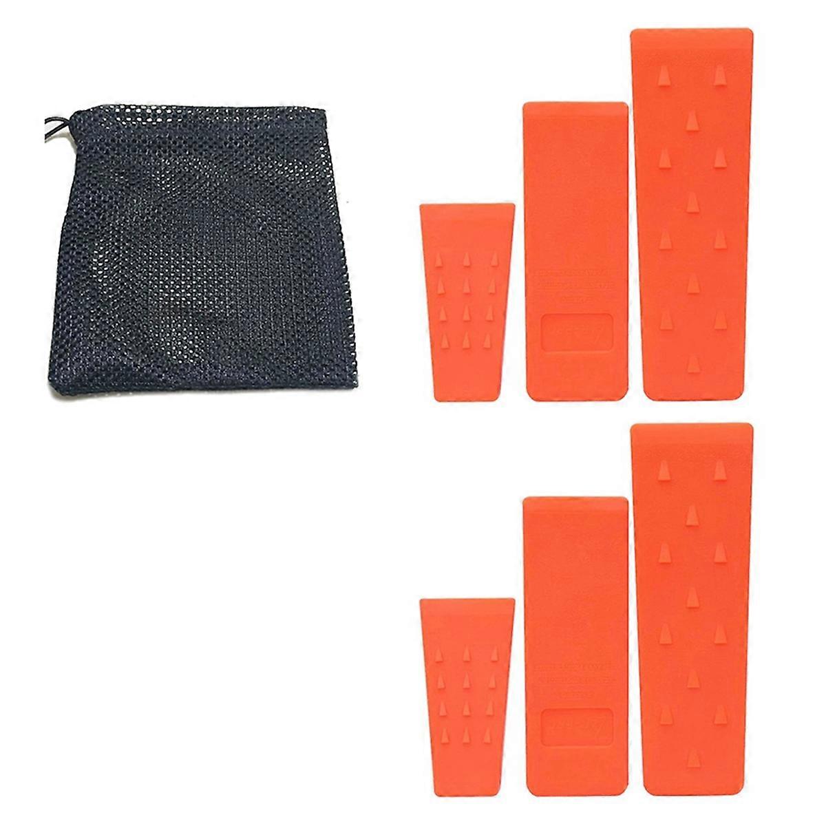 6 Pc Tree Felling Wedges with Spikes for Safe Tree Cutting-2 Each of 10 Inch,8 Inch and 6 Inch Wedges with Storage Bag