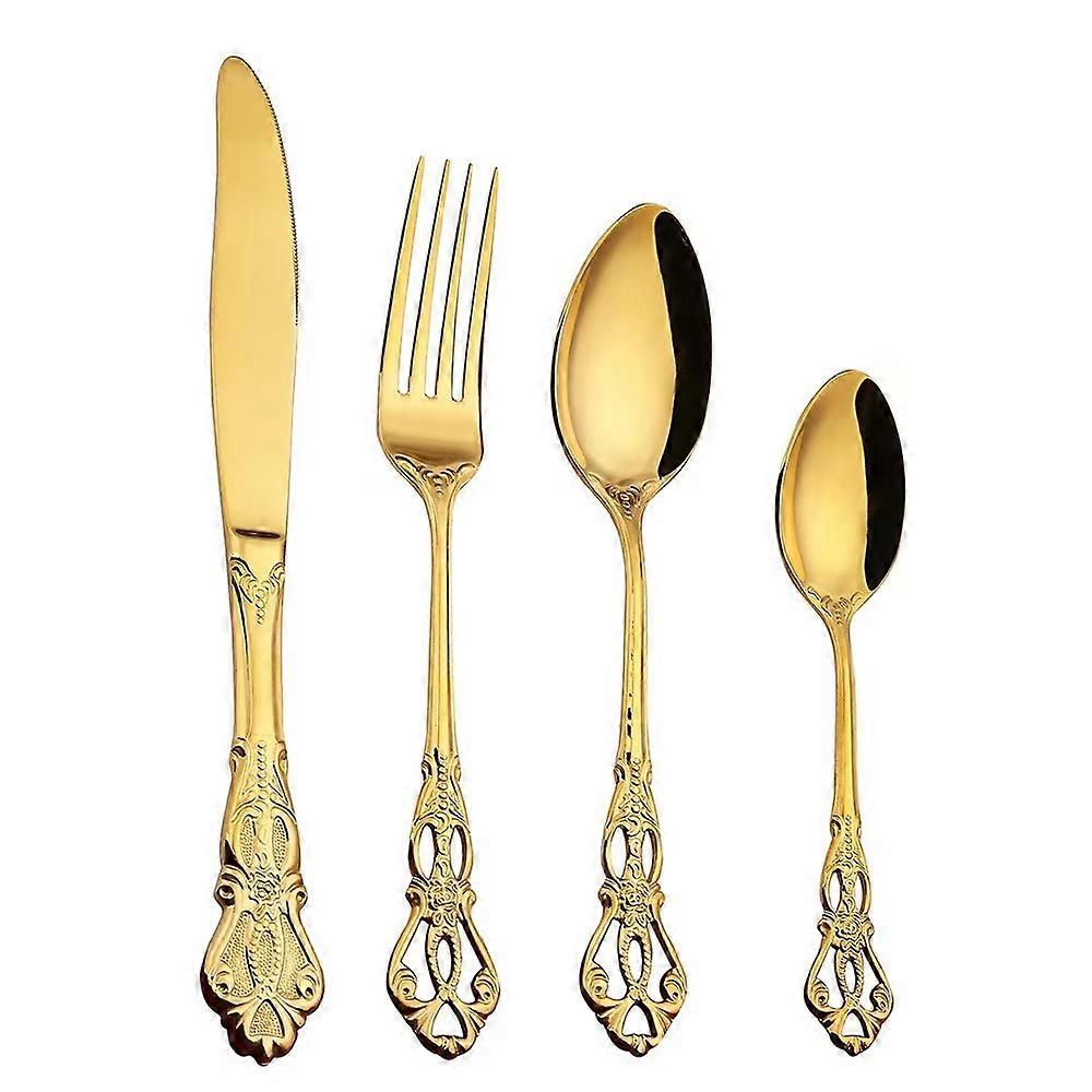 20 Piece Gold Flatware Set for Kitchen Service For 4