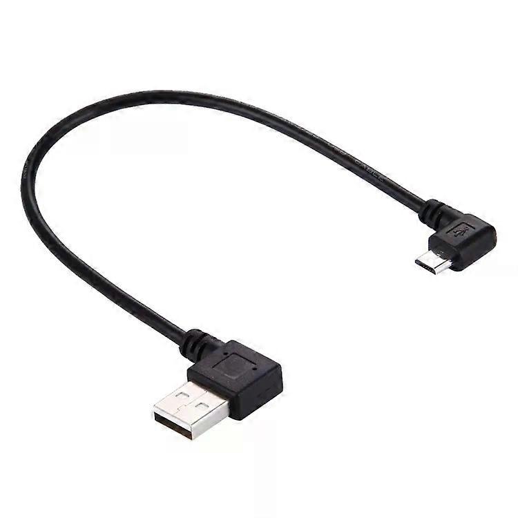 USB 2.0 Data Cable-20cm Left Turn Elbow to Micro USB Elbow Connector