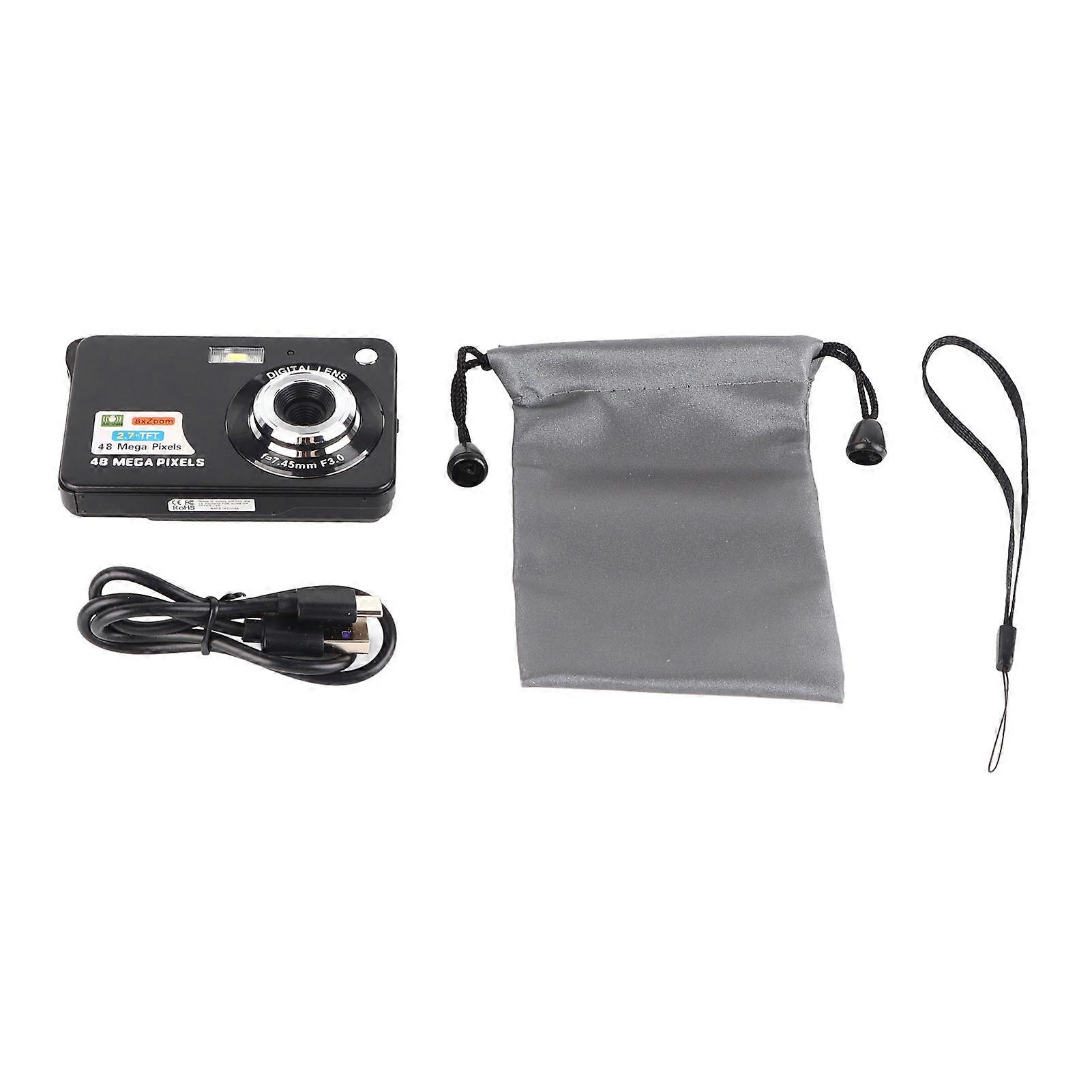 4K Digital Camera with 2.7in LCD Built in Fill Light 48MP 8x Zoom Anti Shake Pocket Camera for Photography Vlogging