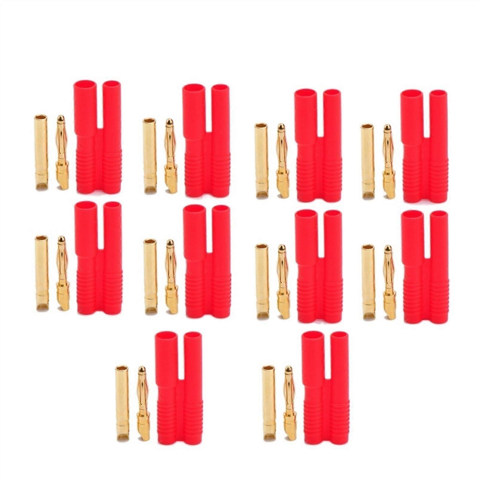 10pair 2.0mm Banana Gold Plated Bullet Connector Plugs with Belt Sheath(10 Pair)