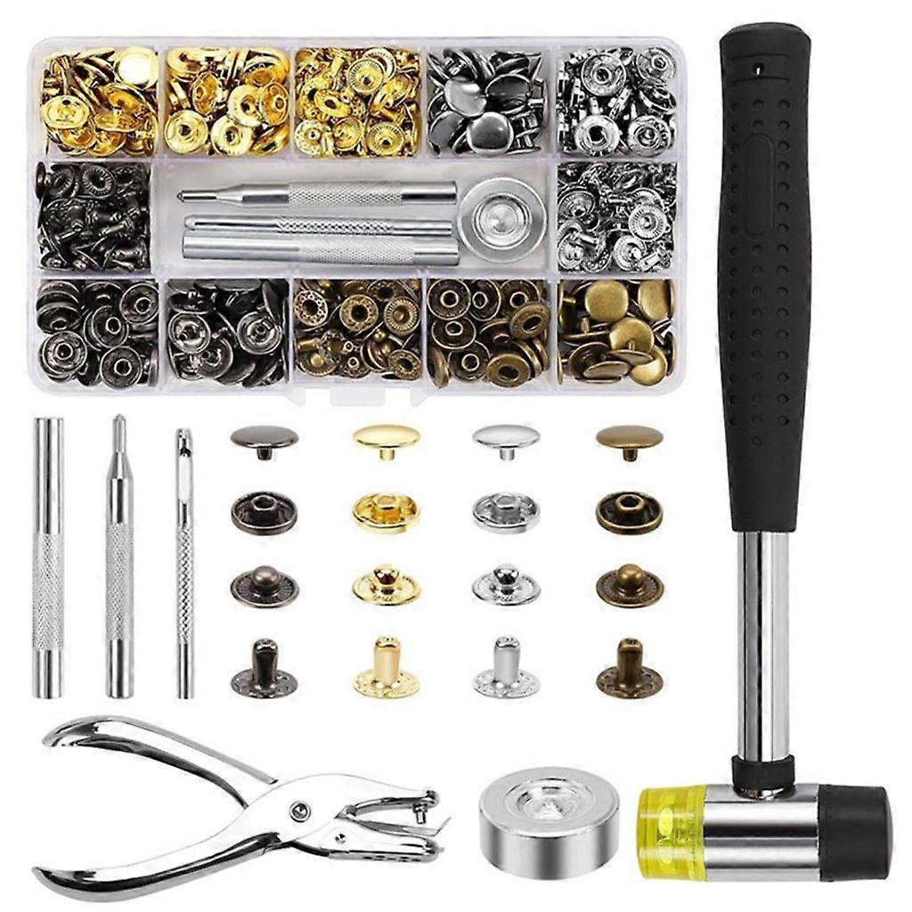 120 Sets Snap Fasteners Kits, 12.5mm Metal Snap Button Press Studs with Tools