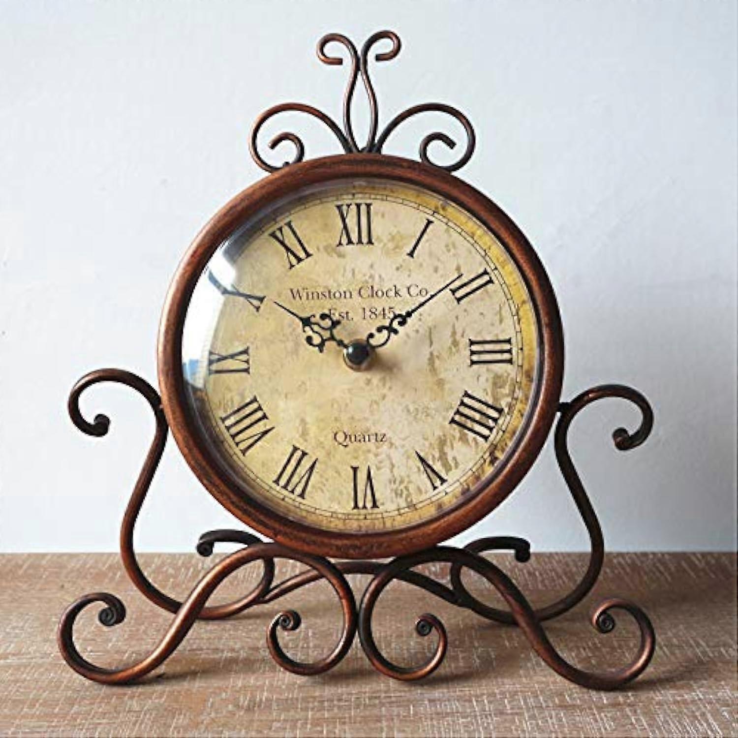Vintage Retro Player Clock with Silent Sweeping Second Movement, Battery Operated, Metal and HD Glass Design