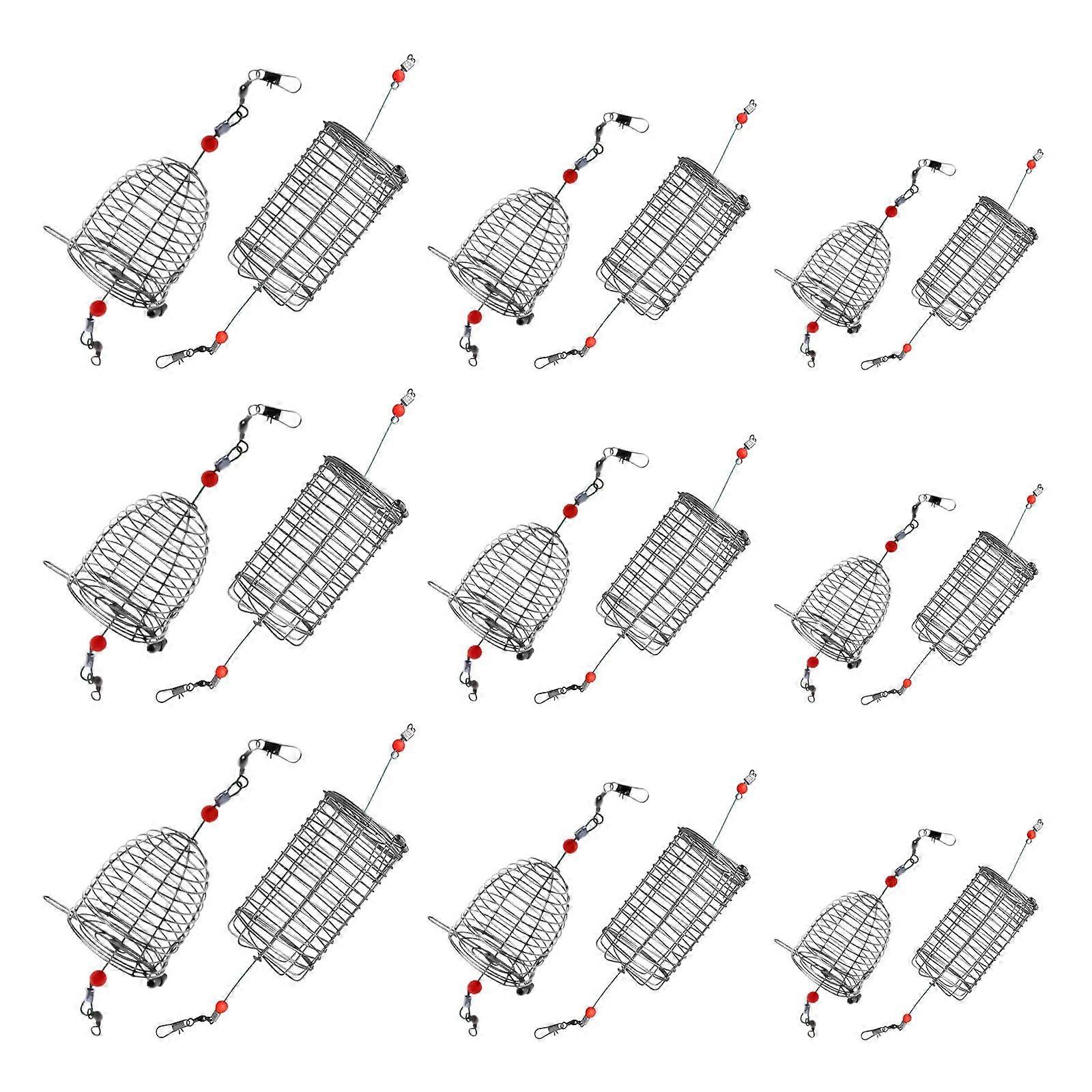 18pcs Fishing Bait Cage Set, 2 Shapes and 3 Sizes, Durable Coarse Feeder Lure Holder for Freshwater and Saltwater Fishing