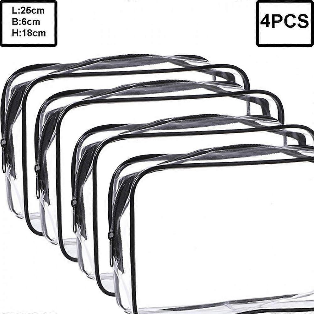 4PCS Transparent Swimming Bag - Black Large