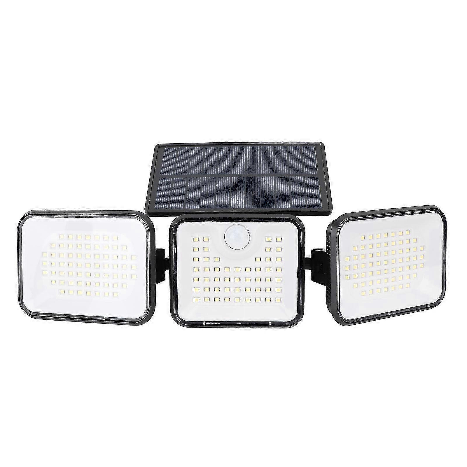 Solar Powered Rotating LED Light - 3 Head Motion Sensor Lamp for Backyard