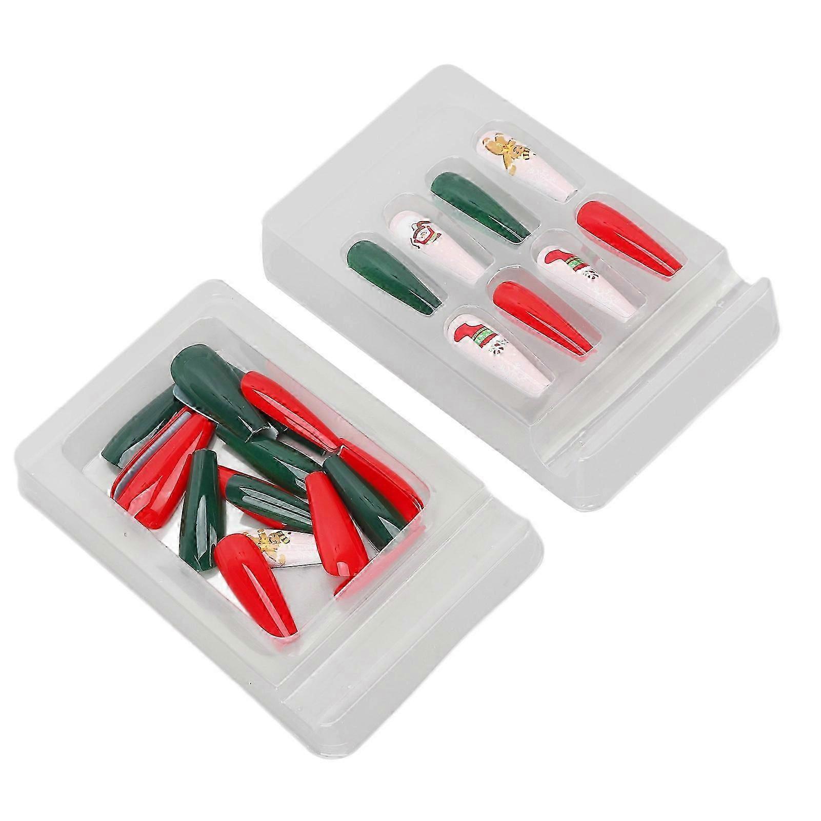 30pcs Christmas Fake Nails Cute Stylish Santa Claus Pattern Slim Xmas Full Wrap False Nails for Christmas Party 0070 LJ04