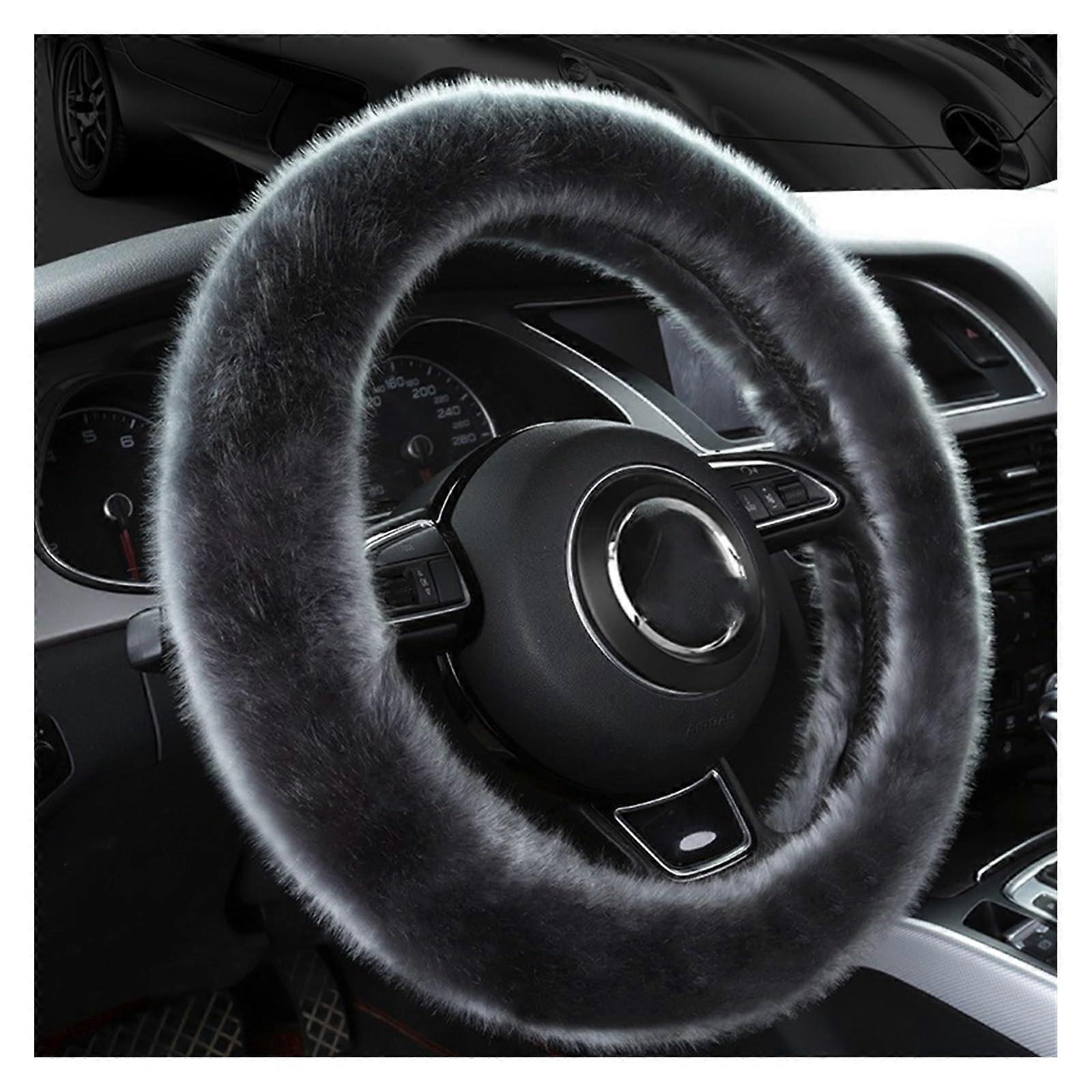 Car Steering Wheel Cover Plush Soft And Comfortable Color 2# Universal Fit Standard Size Stylish Car Accessory