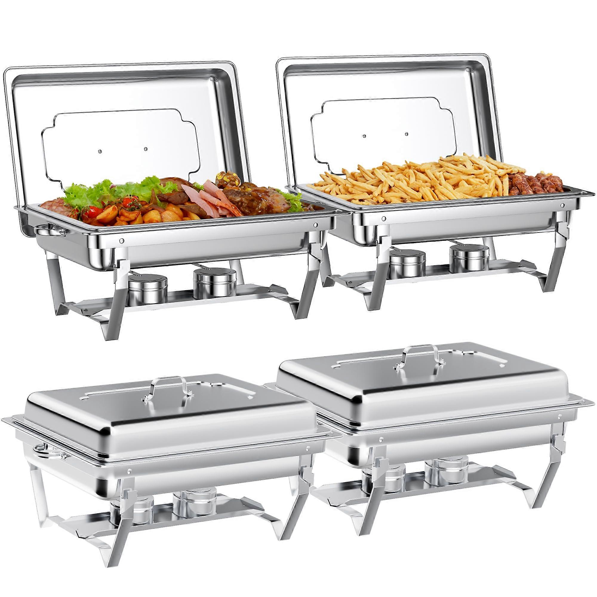 Chafing Dishes for Buffet Set: Stainless Steel Catering Chafers with Lids, 8 Qt, Set of 3, Heavy-Duty Design