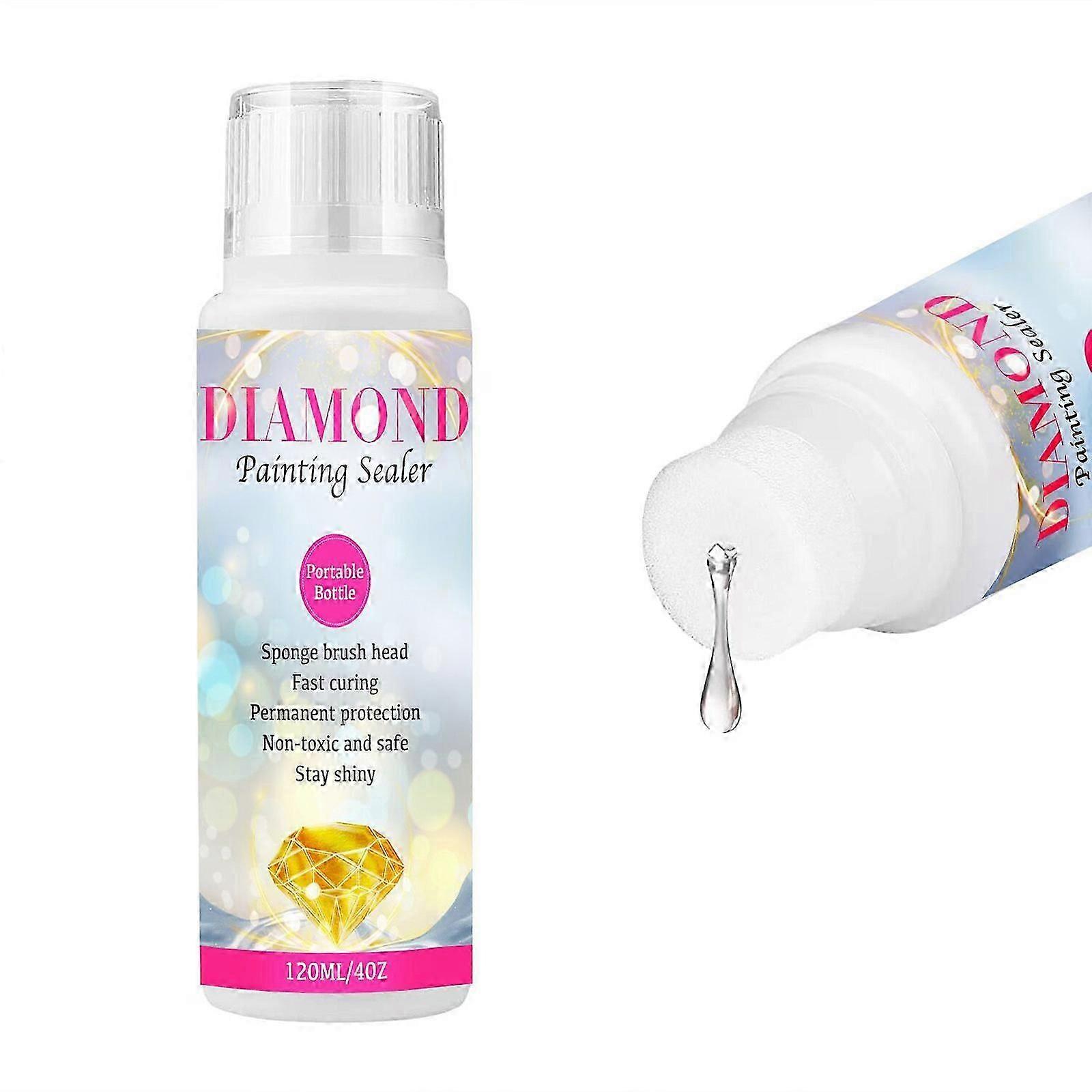 Diamond Painting Sealer  120ml, Fast Drying Art Glue with Sponge for Secure Coating