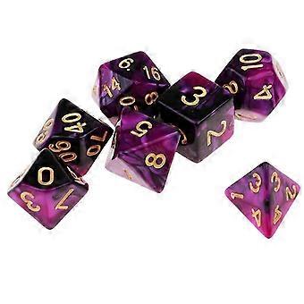 7Pcs Polyhedral Dice Die D20 D12 D10 D8 D6 D4 for DND RPG - Purple Black