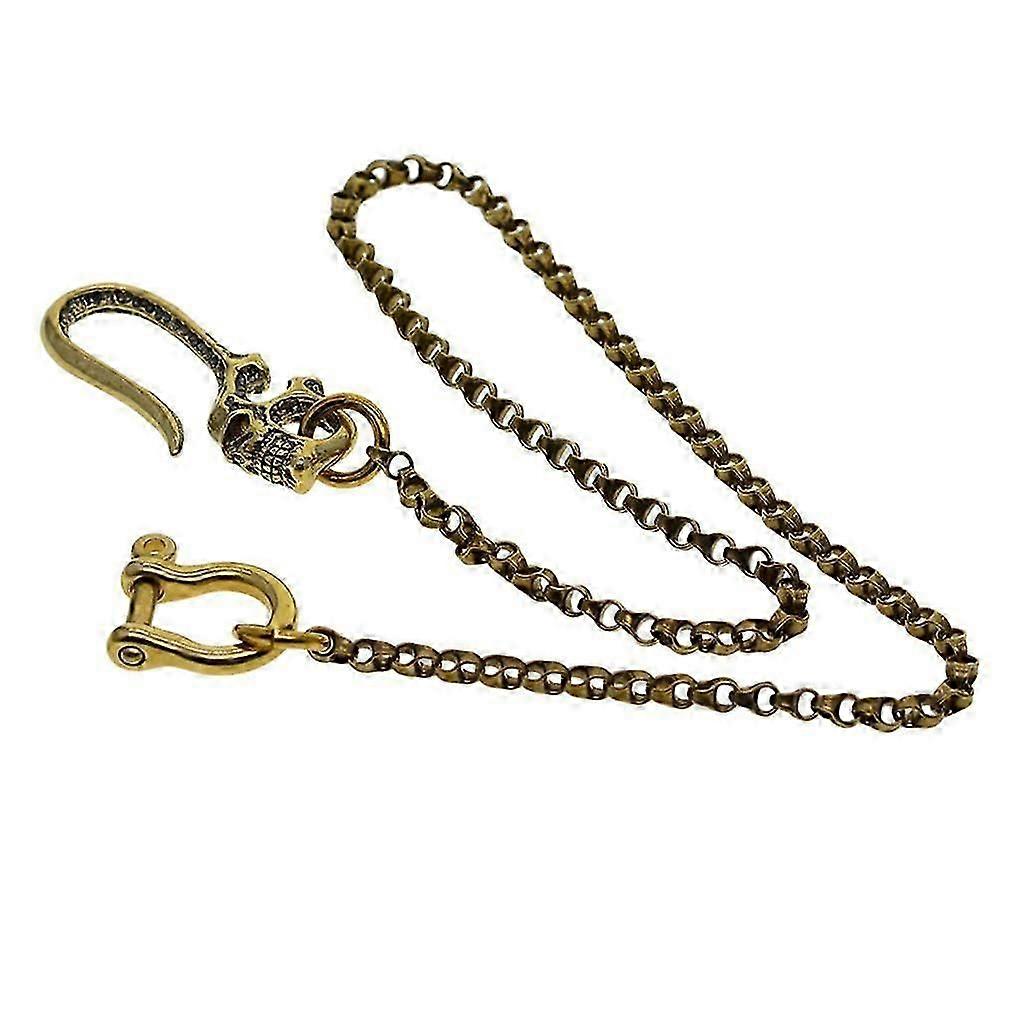 Punk Solid Brass Waist Chain 2 Hook Trousers Jeans Wallet Keychain