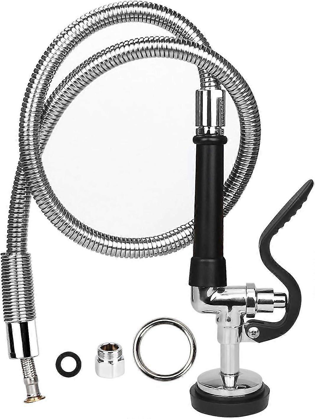 خرطوم الشطف المسبق مع صمام الرش 44 بوصة خرطوم مرن غير قابل للصدأ مع طقم استبدال رأس فوهة البخاخ لصنبور حوض المطبخ التجاري (نحاس Adap