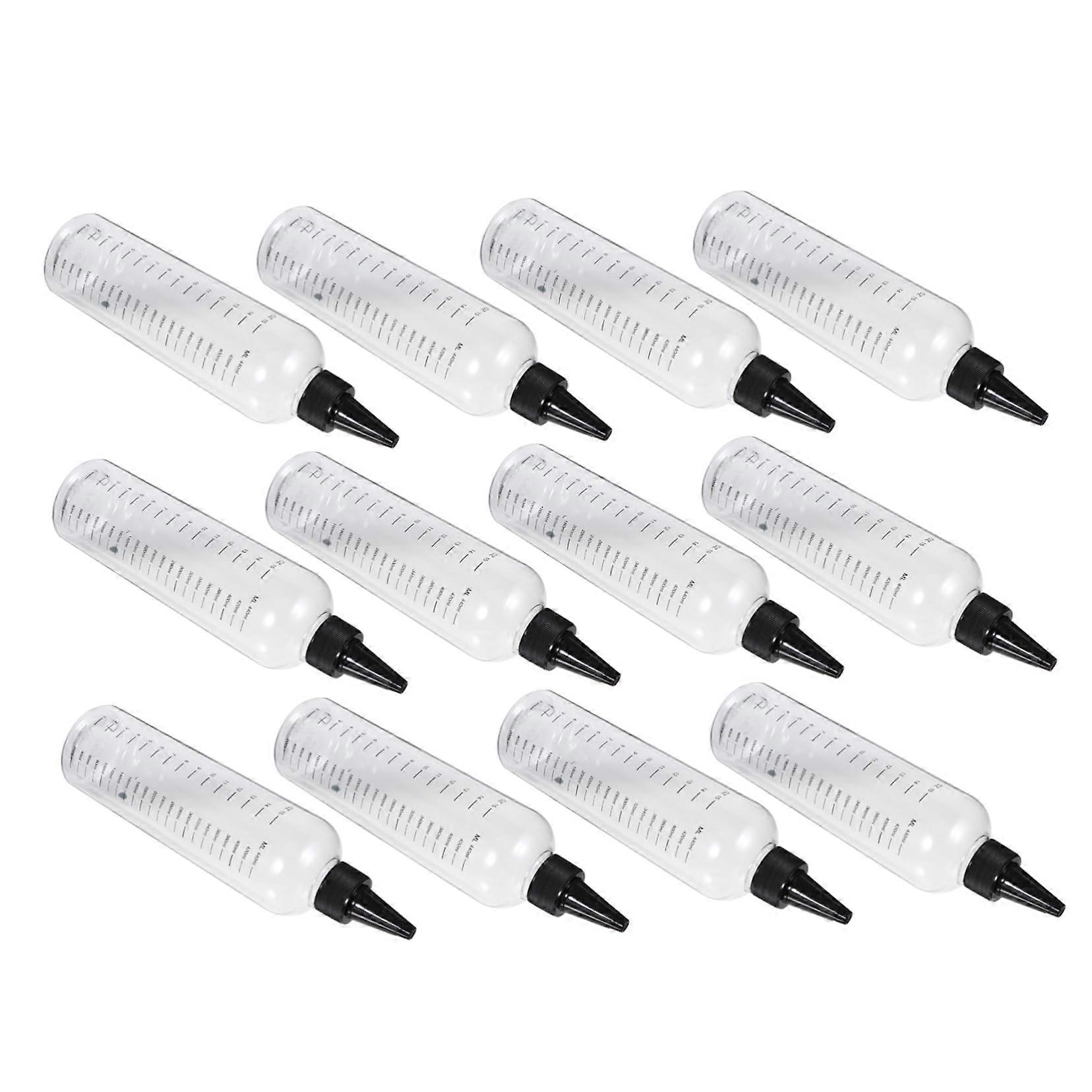 12Pcs Refillable Plastic Needle Nose Applicator Bottles for Hair Perm Liquid with Measurement Scale for Travel and Home Use