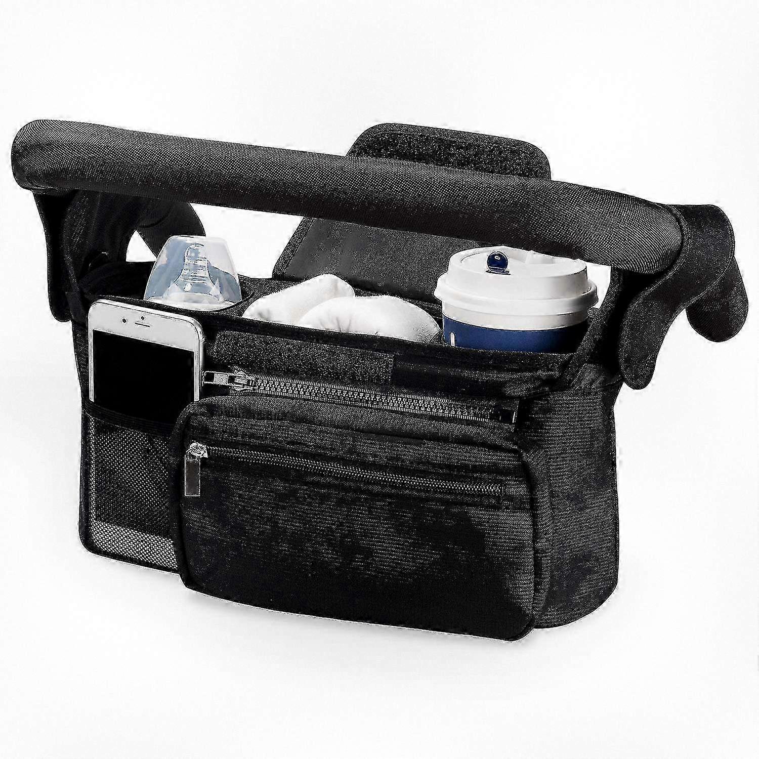 2023 Universal Stroller Organizer with Insulated Cup Holder Featuring Detachable Phone Bag and Shoulder Strap for Various Brands