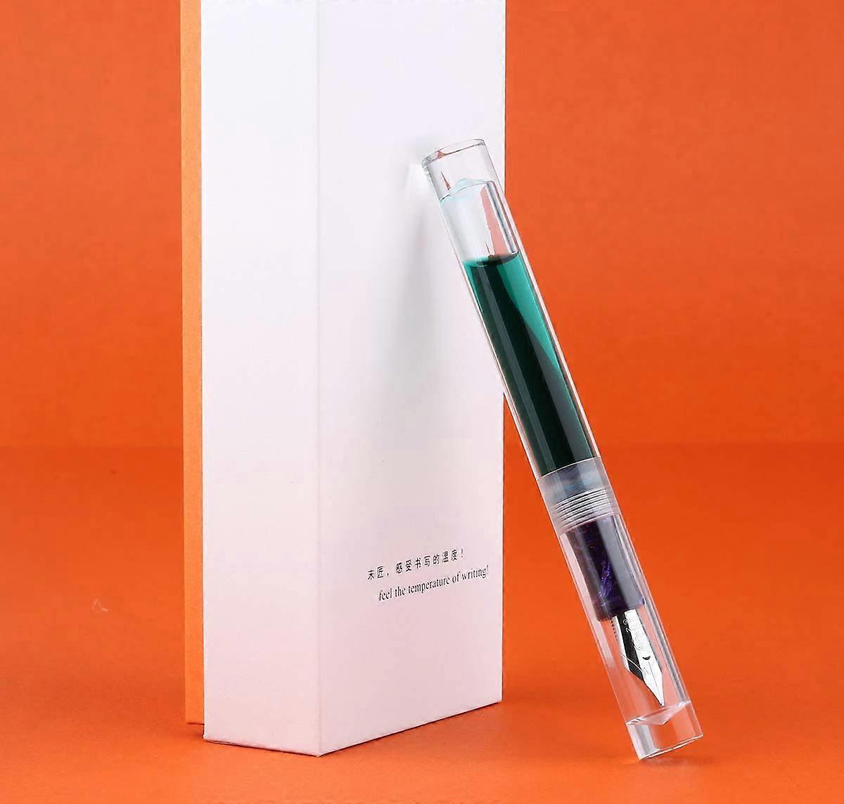 C1 Transparent Acrylic Fountain Pen Medium Nib, Double Ink Filling System with Original Box