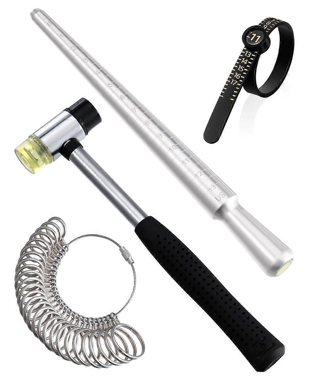 Ring Sizer Measuring Tool Set with Glass, Magnifying Conical Ring Mandrel, 4 pcs