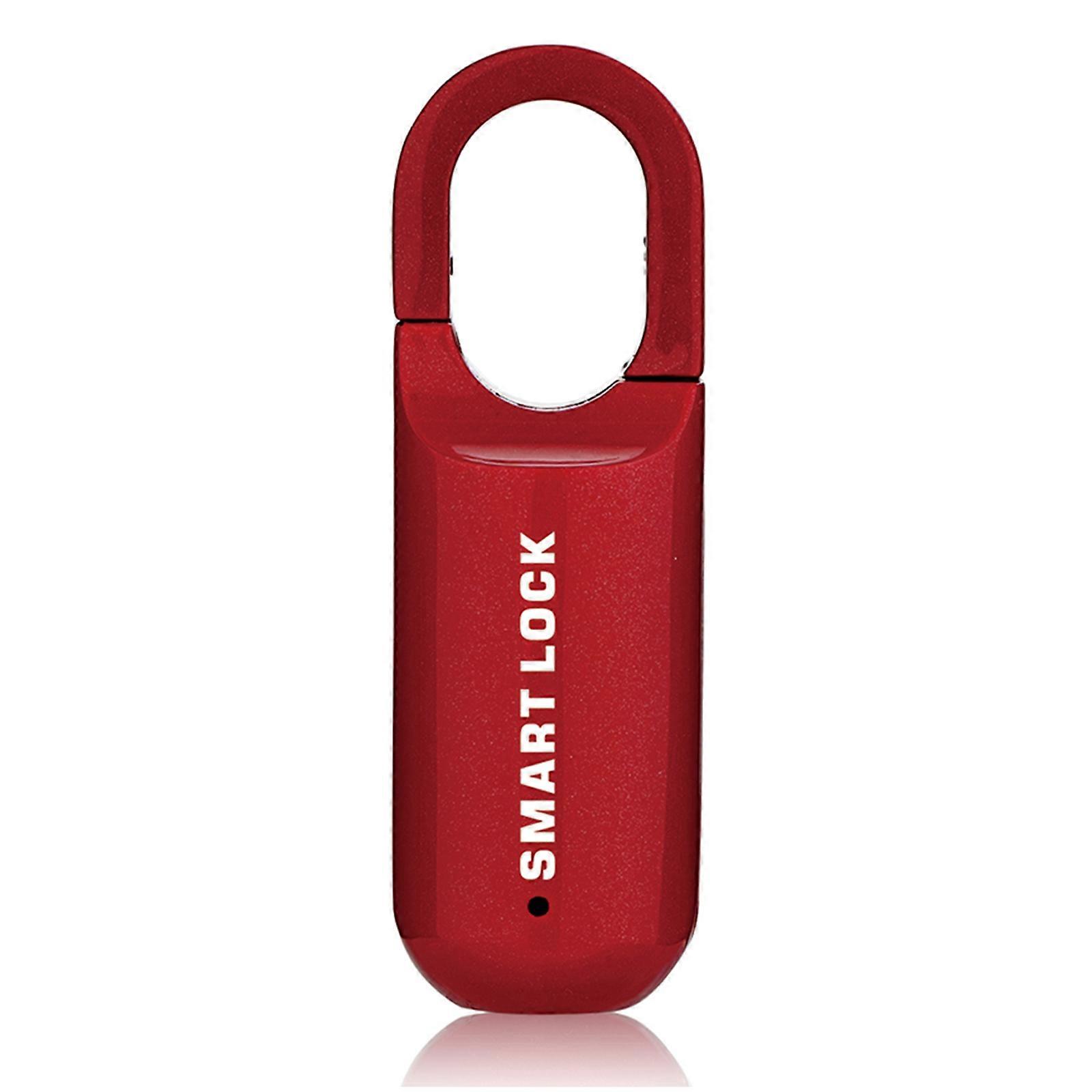 Mini Fingerprint Smart Padlock Touch Fingerprint Door Locks USB Keyless Anti Theft Locks for Travel Cases Drawer Cabinet Red