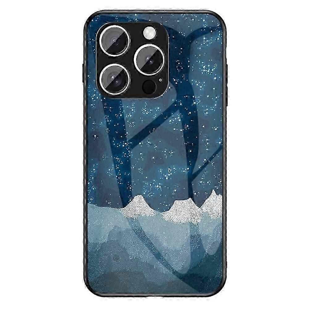 For Iphone 16 Pro Max Case Starry Sky Pattern Tempered Glass Phone Cover - Color Starry Sky