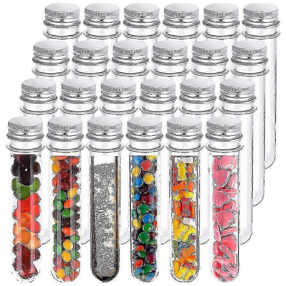 24 Pcs Plastic Test Tubes,45ml Clear Test Tube With Caps,140x25mm