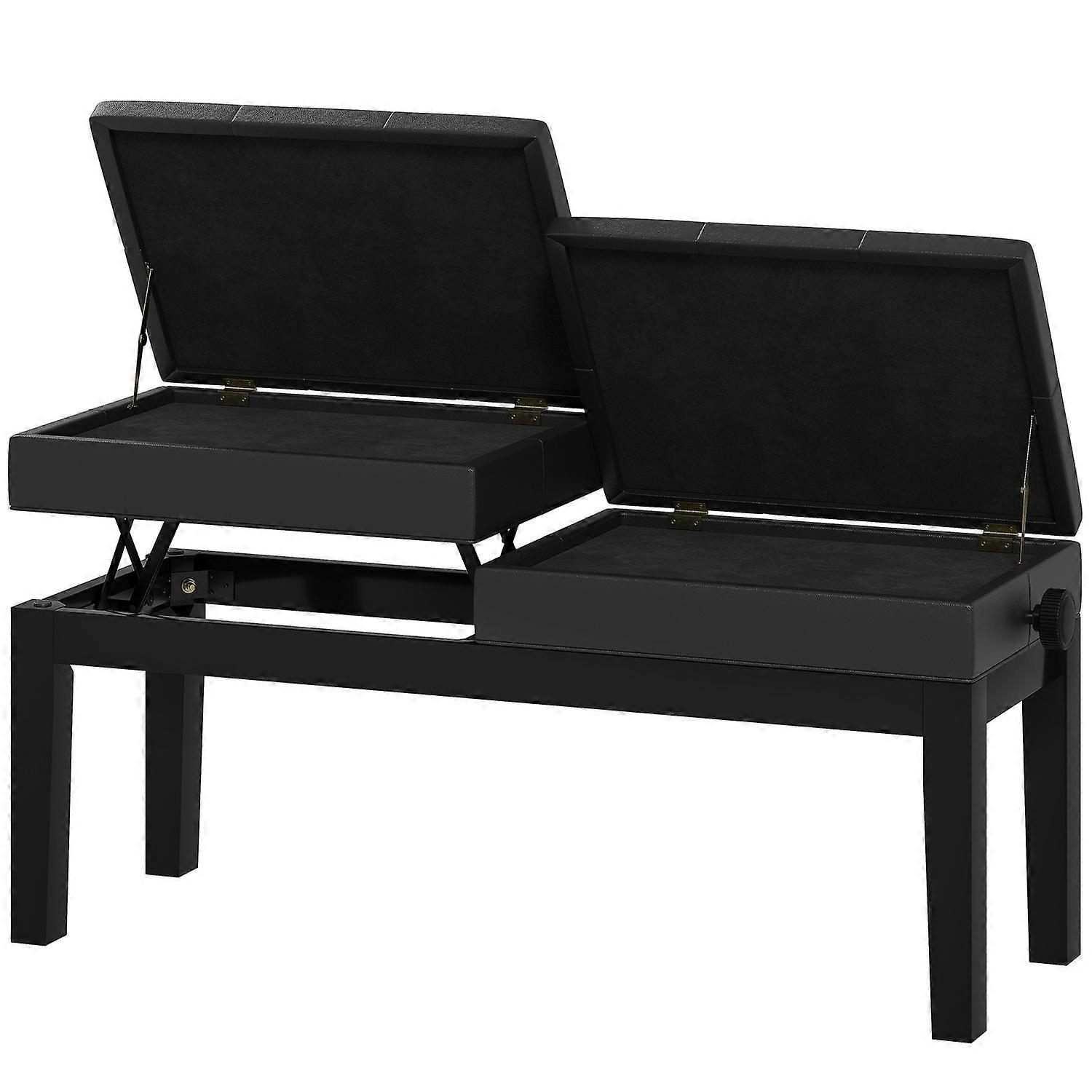 Height-adjustable piano bench with storage space, piano bench with load capacity up to 220 kg, artificial leather