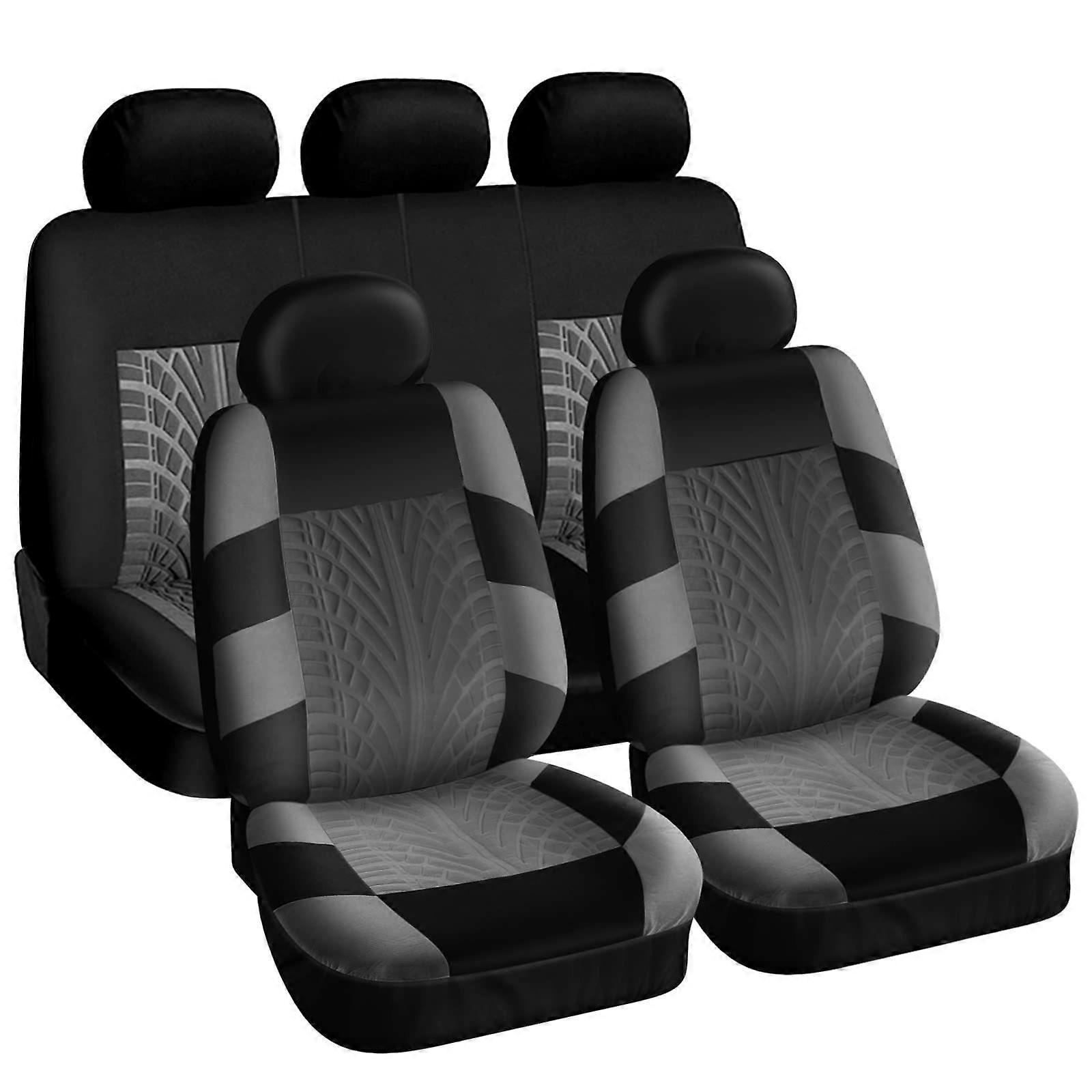 Universal Car Seat Covers Car Seat Protector Cover - Front and Rear Seat Cover Set Black Grey