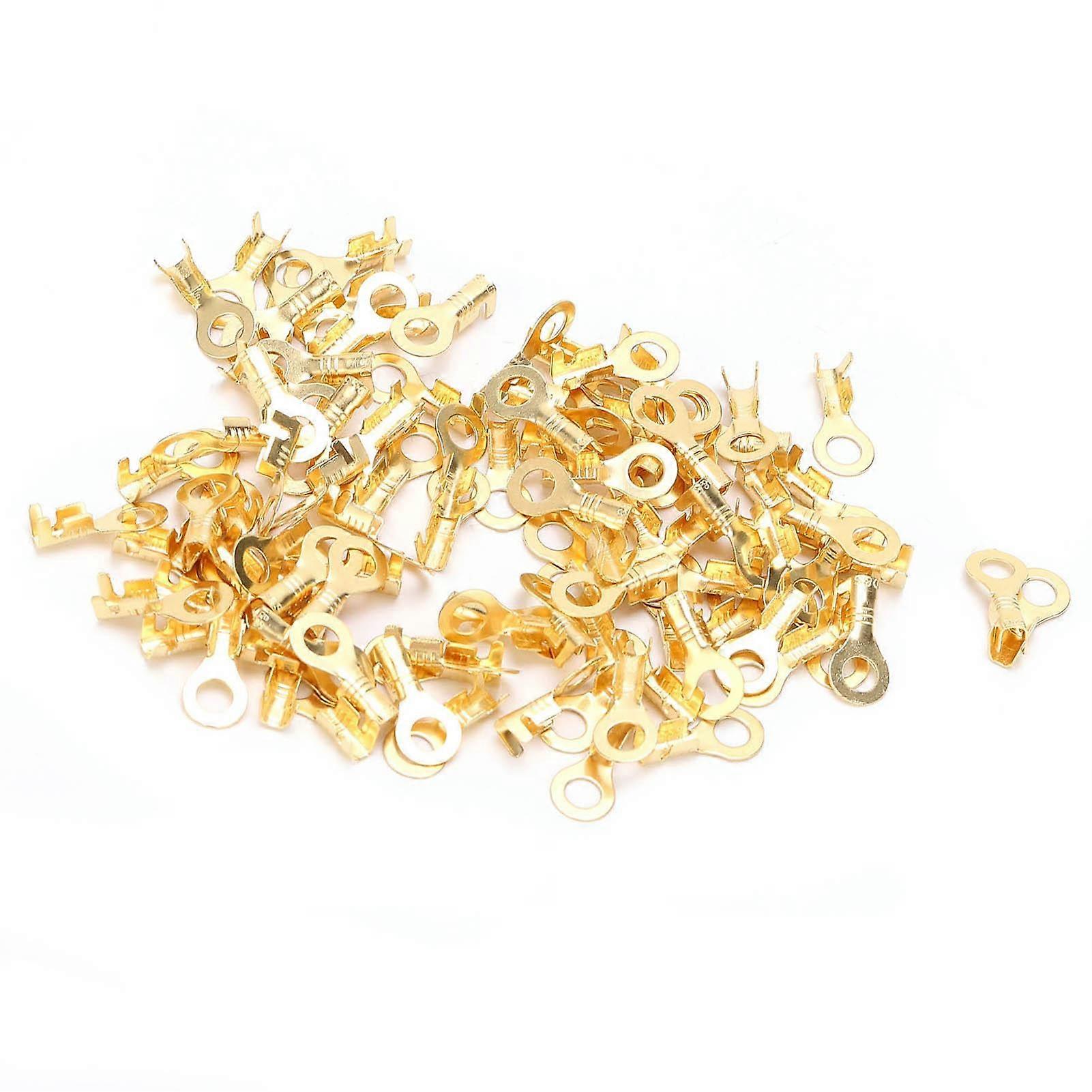 100PCs Lug Ring Terminals Brass Cold Pressed Cable Crimp Ends Connector M4 4.2mm