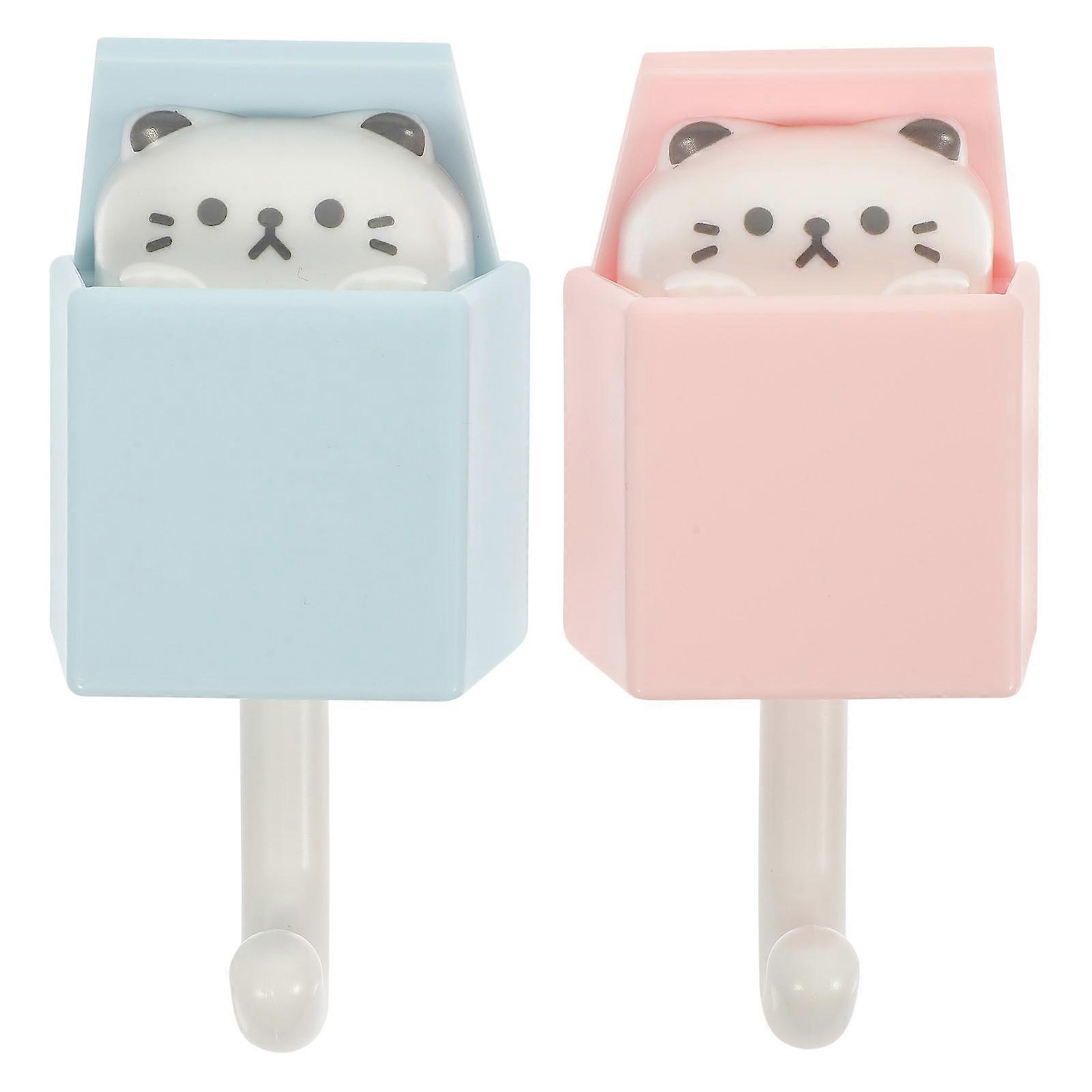 Cute Adhesive Cartoon Key Hooks Wall Decor Holders for Keys Towels Coats Scarves Space Saving Multi Functional Wall Hanging Decoration for Living