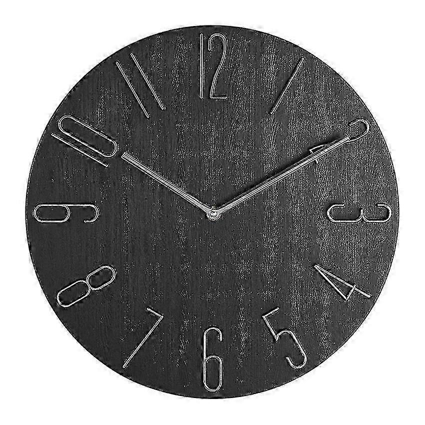 12 tums tyst väggklocka för vardagsrum sovrum modern enkel design svart