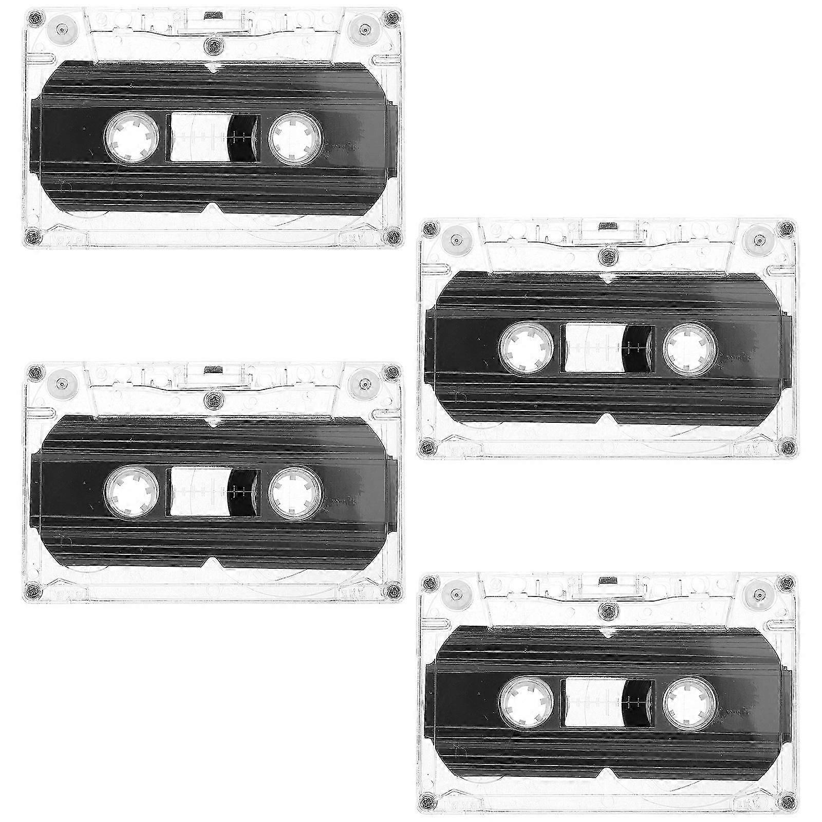 4Pcs Blank Audio Cassette Tapes 30 Minute for Music, Voice & Speech Recording with Clear Plastic Cases