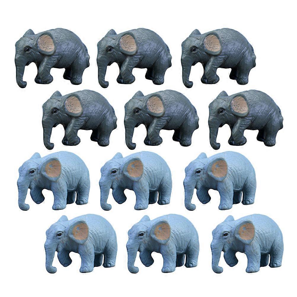 6pcs/12pcs Miniature Elephant Figurines Cute Statues for Bonsai Garden Ornaments Creative Home Decor Jungle Animal Decorations