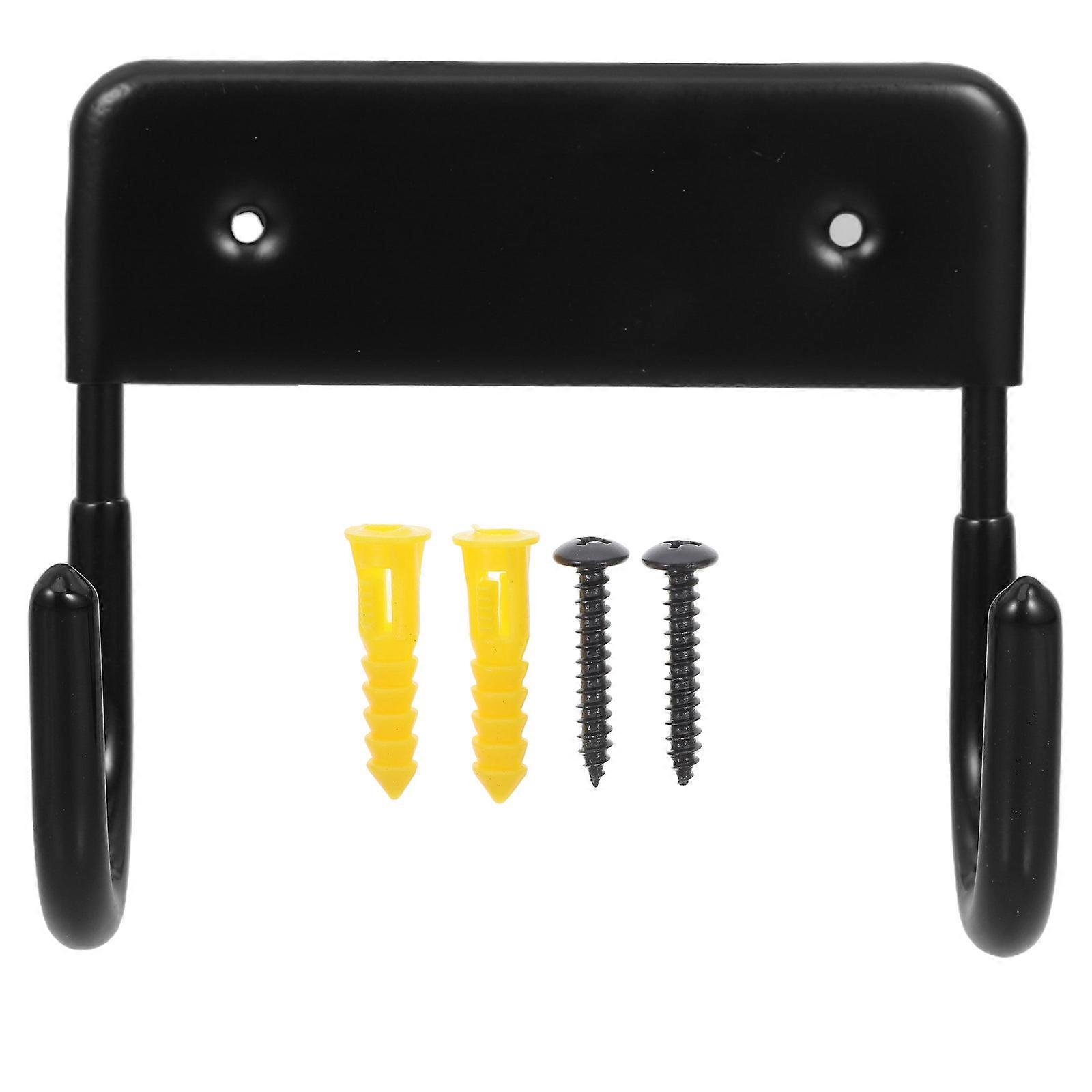 Door Mounted Ironing Board Hanger Versatile Use Double Hook Black Color For Laundry Rooms 1Pcs