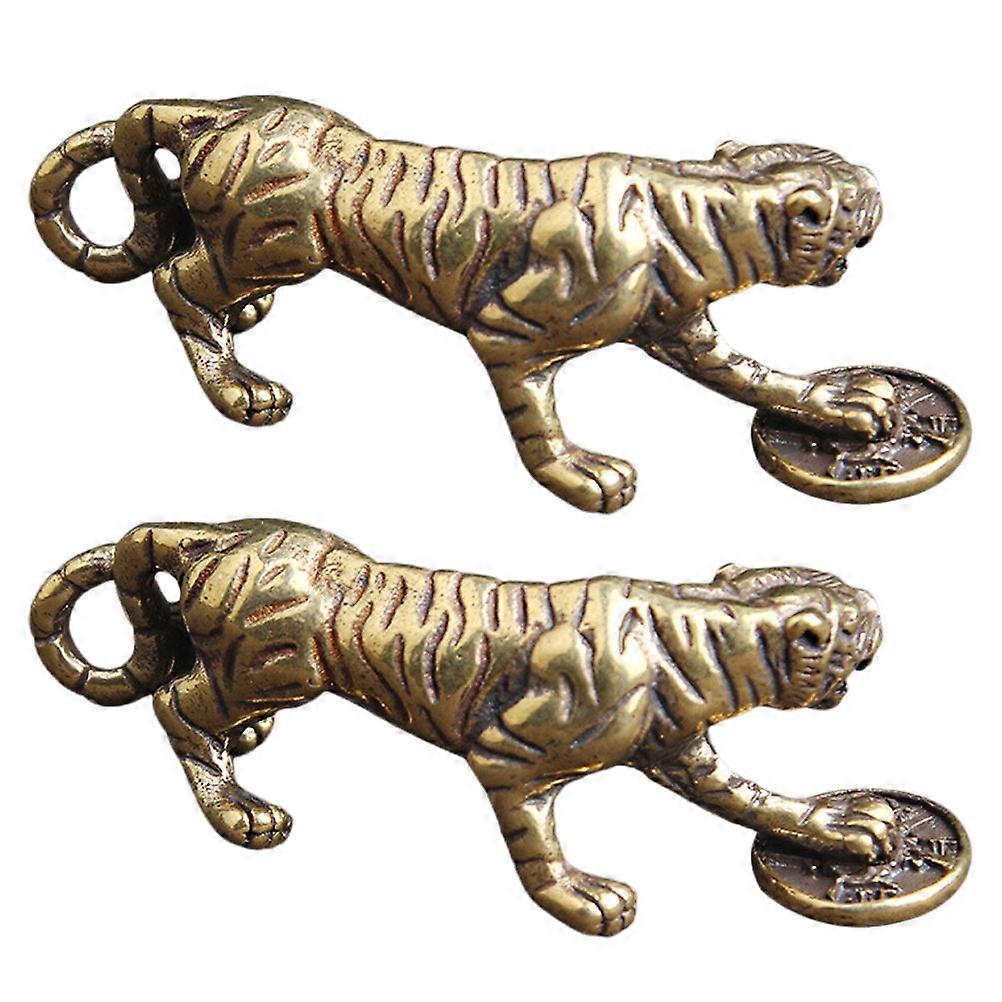 Tiger Shape Keyring Accessory Daily Use Ornament 2Pcs