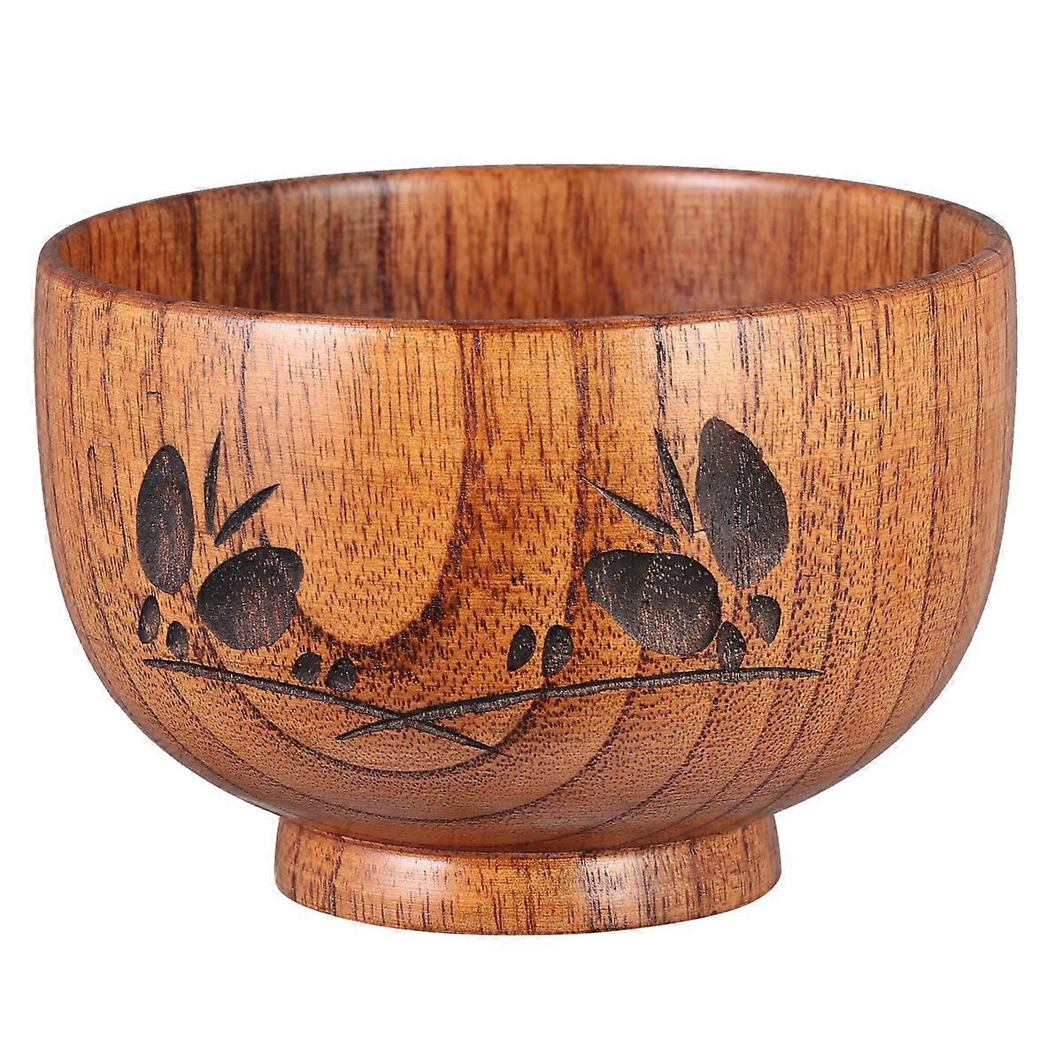 Carved Rice Bowl Food Container Gifting Anti-Slip Coffee 9.8X9.8X6.7Cm 1Pc