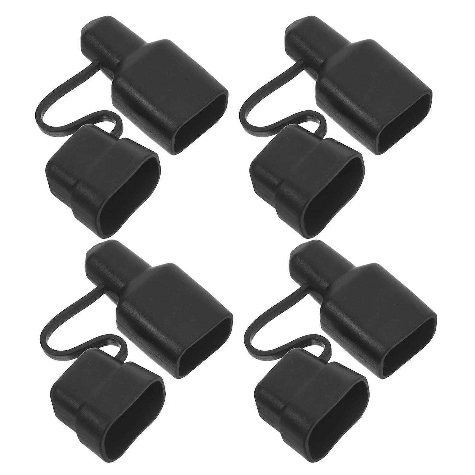 Battery Quick Connect Dustproof Plug Cover for Battery Quick Connection Plug Connector Industrial Equipment Use Black PVC 4Pcs