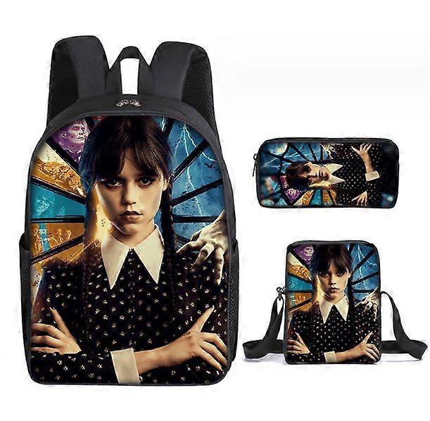 17-inch student backpack set 3D digital printing backpack three-piece set