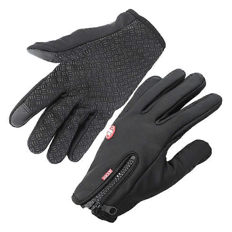 Winter Gloves Texting Touch Screen Compatible Waterproof Windproof Black L 1Pair