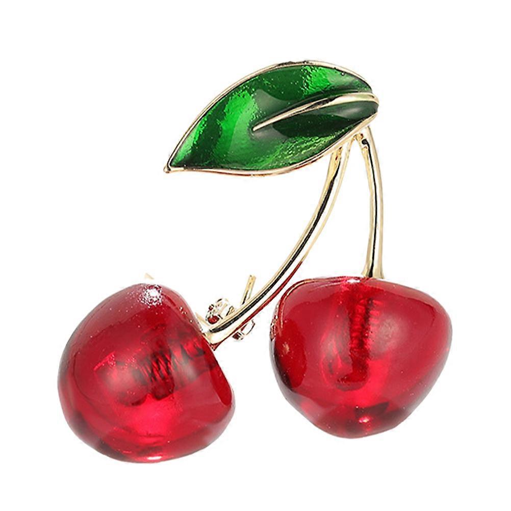 Lapel Pin Resin Cherry Brooch Outerwear Accessories Multi Color 3.70X3.50X1.00CM Fashion Accessory 1Set