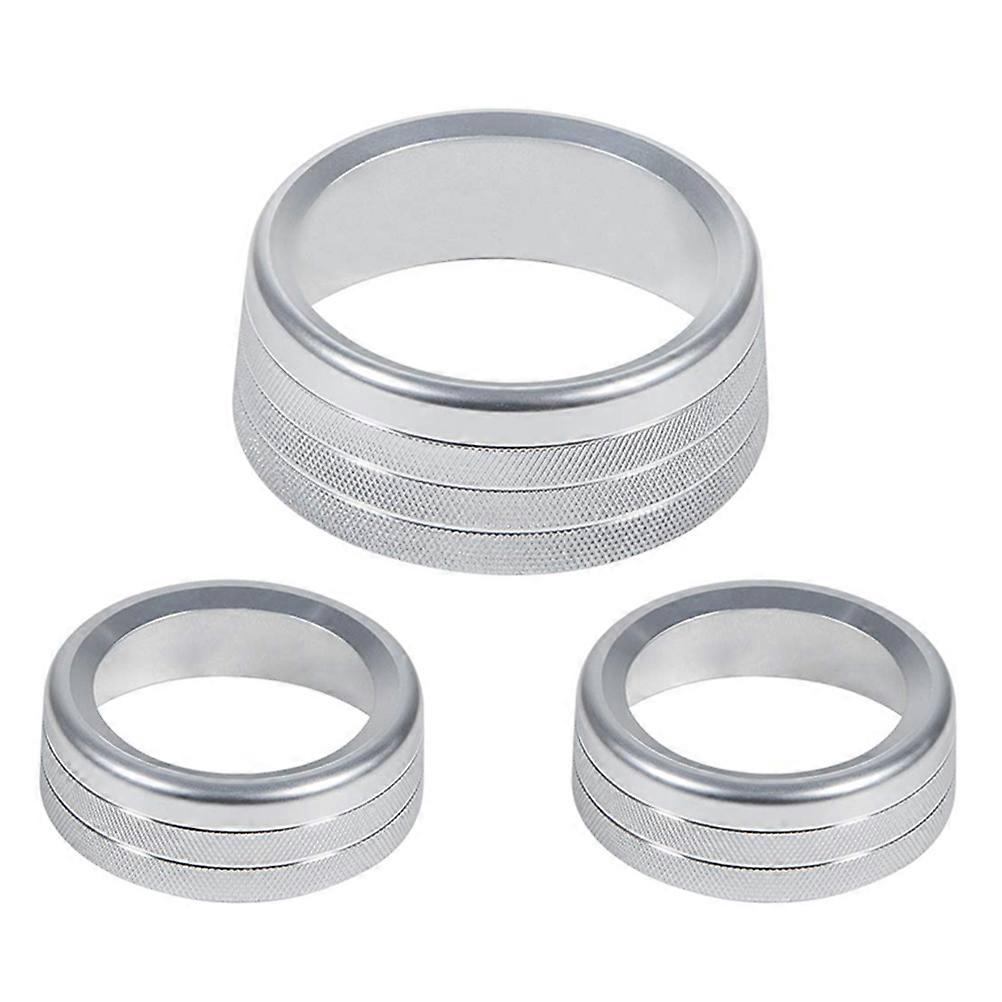 Button Ring Air Conditioner Accessories Car Heater Control Knobs Silver 4.39X4.39cm 3Pcs